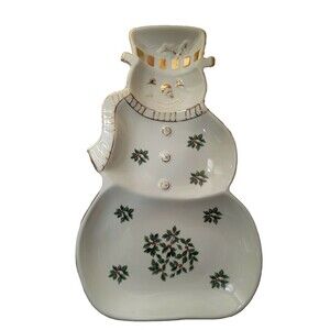 Formalities by Baum Bros. Holly Collection Snowman Candy Dish Tray Christmas 15"